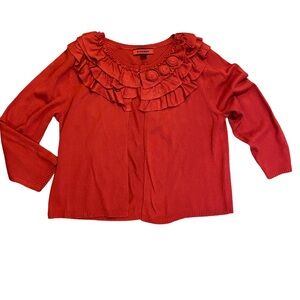 Red Ruffled Cardigan